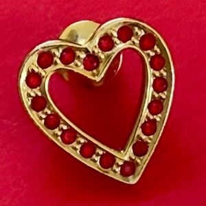 VINTAGE AVON Brooch Gold Heart Red Rhinestones A